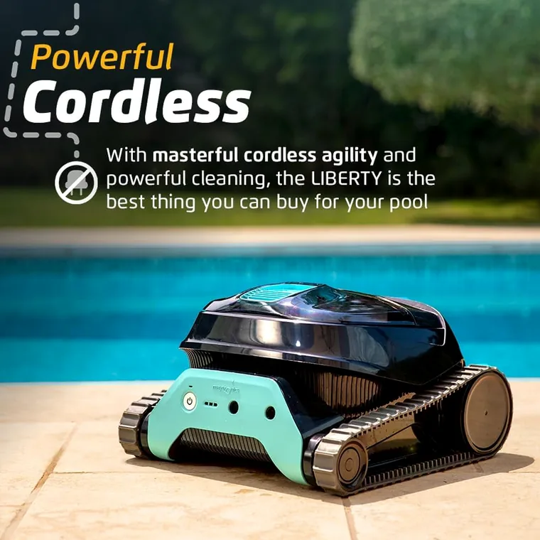 best cordless robotic pool cleaner 2026 docked at the pool edge